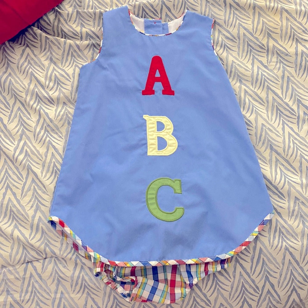Beaufort Bonnet Company Back to School Alphabet 3T dress with bloomers